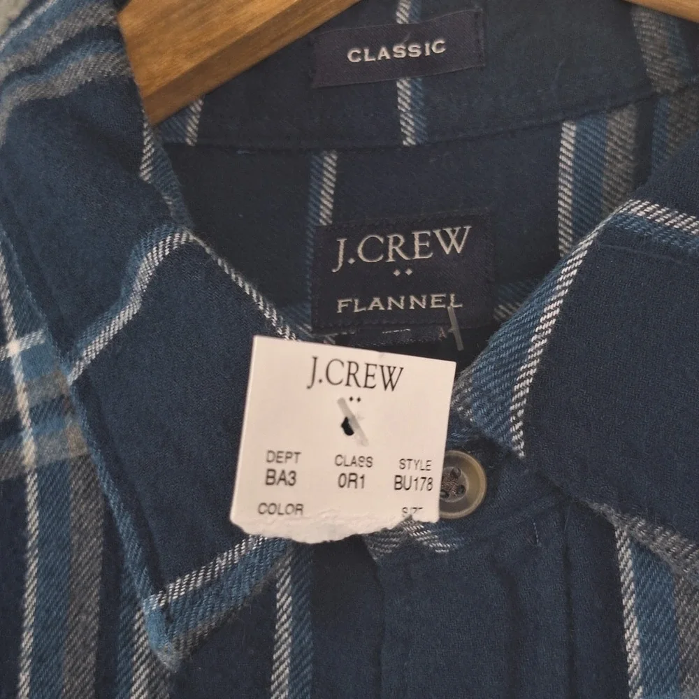 J‎ Crew Shirt Large Blue Classic Flannel Preppy Plaid Button Down Heritage NWT
